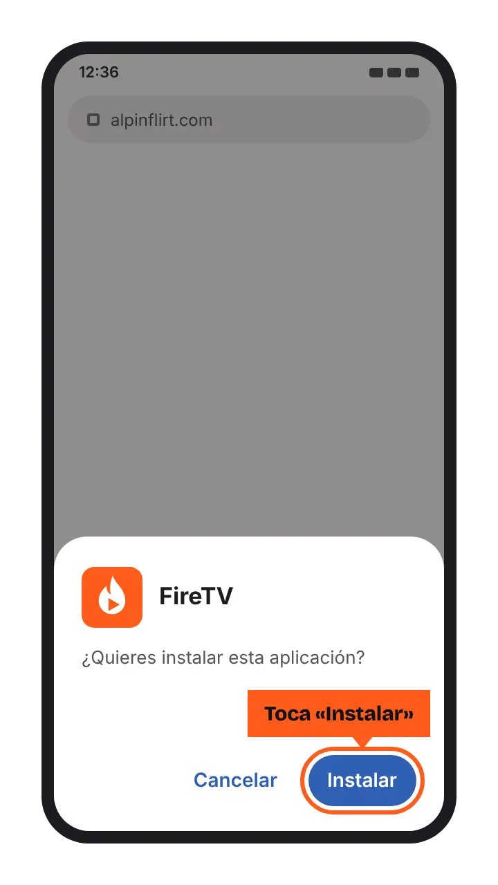 Ilustración: instalador de Android con el botón Instalar resaltado